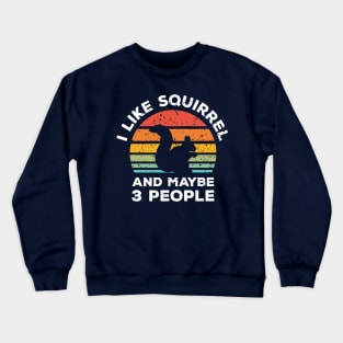 I Like Squirrel and Maybe 3 People, Retro Vintage Sunset with Style Old Grainy Grunge Texture Crewneck Sweatshirt